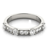 Silver Round Diamond Channel Set Eternity Band with Prong Setting