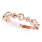 Rose gold Bezel Set Round Diamond Floral Eternity Band