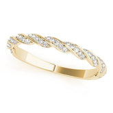 Yellow gold Twisted Pave Round Diamond Eternity Band with Shared Prong Setting