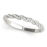 Silver Twisted Pave Round Diamond Eternity Band with Shared Prong Setting