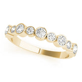 Yellow gold Bezel Set Round Diamond Half Eternity Band