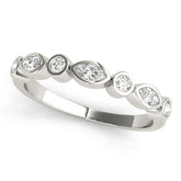 Silver Bezel Set Marquise and Round Diamond Stackable Band