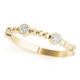 Yellow gold Bezel Set Round Diamond Beaded Band