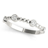 Platinum Bezel Set Round Diamond Beaded Band