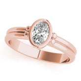 Rose gold Oval Bezel Solitaire Ring with Split Shank Band