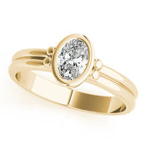 Yellow gold Oval Bezel Solitaire Ring with Split Shank Band
