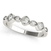 Platinum Milgrain Bezel Set Round and Marquise Diamond Half Eternity Band