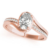Rose gold Heart Solitaire Diamond Ring with Split Shank and Prong Setting