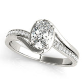 Platinum Heart Solitaire Diamond Ring with Split Shank and Prong Setting