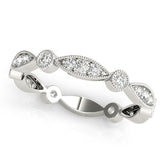 Silver Milgrain Marquise and Round Diamond Eternity Band with Bezel Setting