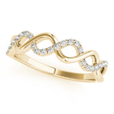 Yellow gold Twist Infinity Diamond Band with Round Stones and Pavé Setting