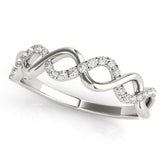 White gold Twist Infinity Diamond Band with Round Stones and Pavé Setting