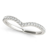 Silver Pavé Round Diamond Chevron Band with Shared Prong Setting