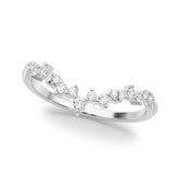 Platinum V-Shaped Diamond Cluster Curved Band with Round Brilliant Cut Stones and Prong Setting