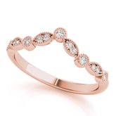 Rose gold Milgrain Marquise and Round Diamond Half Eternity Band