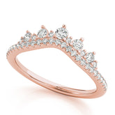 Rose gold Round Diamond Pavé Contour Band with Prong Setting