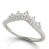 Platinum Round Diamond Pavé Contour Band with Prong Setting