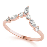 Rose gold Chevron Marquise and Round Diamond Open Band with Prong Setting