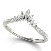 Platinum Marquise Cluster Diamond Pavé Band with Prong Setting