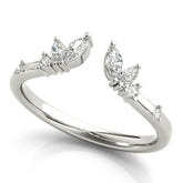 Silver Open Marquise Cluster Diamond Band with Prong Setting