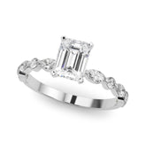 Platinum Radiant Solitaire Marquise Side Stone Prong Setting Ring
