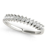 Silver Marquise Diamond Half-Eternity Band with Shared Prong Setting