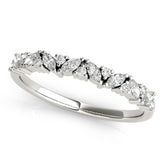 Silver Marquise and Round Diamond Vine Eternity Band with Prong Setting