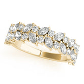 Yellow gold Pave Marquise and Round Diamond Eternity Band with Prong Setting