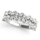 White gold Pave Marquise and Round Diamond Eternity Band with Prong Setting