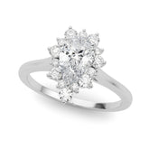 White gold Pear-Cut Diamond Halo Solitaire Ring with Round Brilliant Halo and Prong Setting
