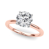 Rose gold Heart Solitaire Engagement Ring with Classic Band and Four-Prong Setting