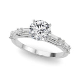Silver Heart Solitaire with Side Baguettes and Channel Set Band