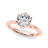 Rose gold Round Solitaire Diamond Ring with Six-Prong Setting and Classic Band