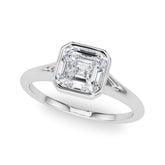 White gold Bezel Set Asscher Cut Solitaire Ring