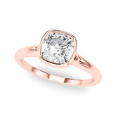 Rose gold Bezel Set Cushion Cut Solitaire Ring
