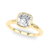 Yellow gold Bezel Set Cushion Cut Solitaire Ring
