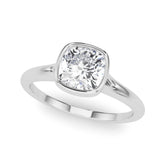 White gold Bezel Set Cushion Cut Solitaire Ring