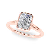 Rose gold Bezel Set Emerald Cut Solitaire Ring with Tapered Band