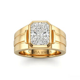 Yellow Gold Radiant Cut Bezel Set Solitaire Engagement Ring with Smooth Band