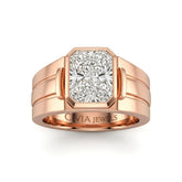 Rose Gold Radiant Cut Bezel Set Solitaire Engagement Ring with Smooth Band
