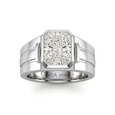 White Gold Radiant Cut Bezel Set Solitaire Engagement Ring with Smooth Band