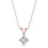 Rose gold Princess Cut Bezel Set Pendant