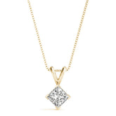 Yellow gold Princess Cut Bezel Set Pendant