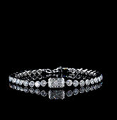 White gold Bezel-Set Round Diamond Tennis Bracelet with Radiant Center Diamond
