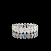 Silver Oval Cut Diamond Eternity Band with Shared Prong Setting