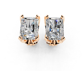 Rose gold Radiant Brilliant Diamond Stud Earring