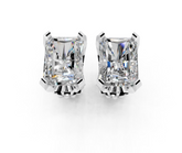 Platinum Radiant Brilliant Diamond Stud Earrings