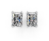 Silver Radiant Brilliant Diamond Stud Earrings