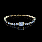 Yellow gold Bezel-Set Round Diamond Tennis Bracelet with Radiant Center Diamond