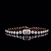 Rose gold Bezel-Set Round Diamond Tennis Bracelet with Radiant Center Diamond